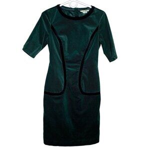 Boden Womens Velvet Corduroy Half Sleeve Knee Length Dress Size 2 Green Black